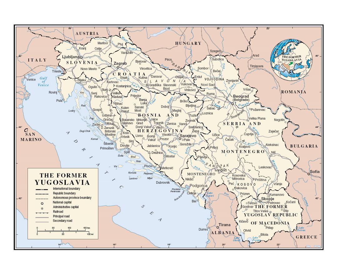 Mappa della Yugoslavia