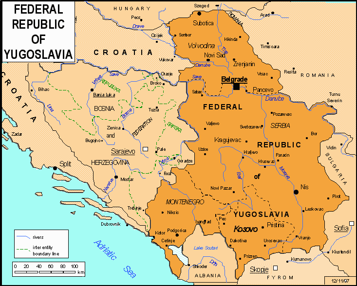 Map of Federal Republic of Yugoslavia